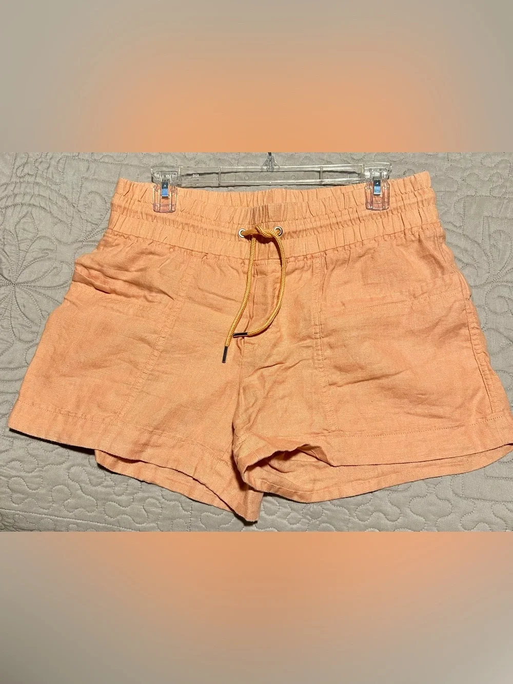 Athleta Peach-Orange Drawstring Elastic-Waist Athletic Shorts